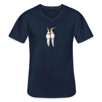 cockatiels - Men's V-Neck T-Shirt - navy - Front - AI Model Male 178 dark (178cm)