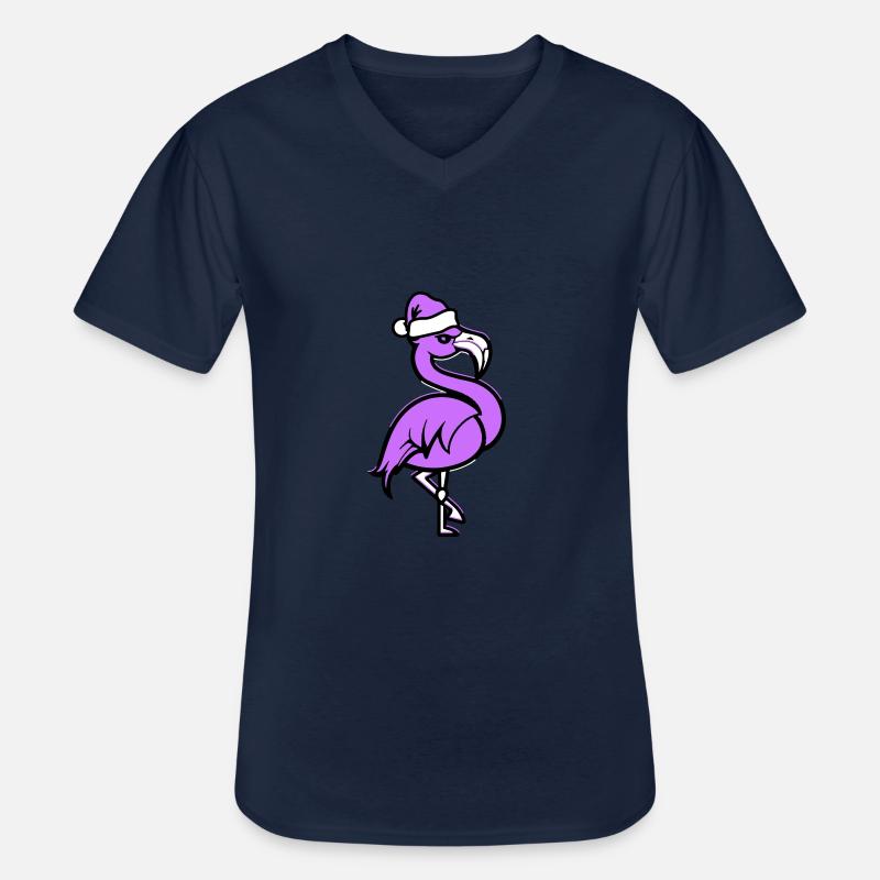 flamingo comic weihnachten - Männer-T-Shirt mit V-Ausschnitt - Navy