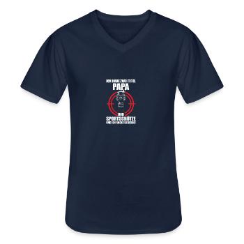 Papa und Sportschütze Sportschießen Schützenfest - Männer-T-Shirt mit V-Ausschnitt - Navy - Vorne - AI Model Male 178 dark (178cm)