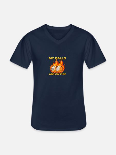My balls are on fire Petanque Boule Boule player - Men's V-Neck T-Shirt - navy