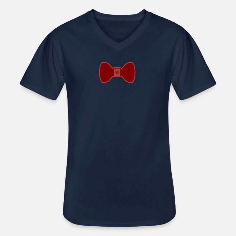 Fliege - rot - Männer-T-Shirt mit V-Ausschnitt - Navy