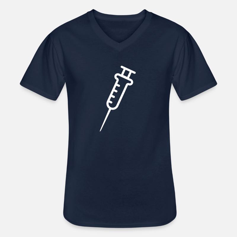 Syringe white, vector graphics - Men's V-Neck T-Shirt - navy