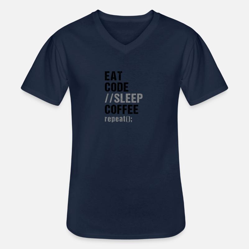 Eat Code Schlaf Kaffee Wiederholung - Männer-T-Shirt mit V-Ausschnitt - Navy