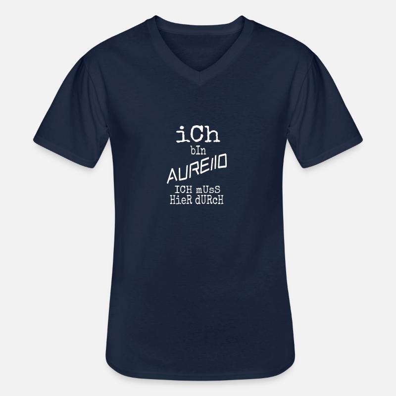 Aurelio Aurelio - Männer-T-Shirt mit V-Ausschnitt - Navy
