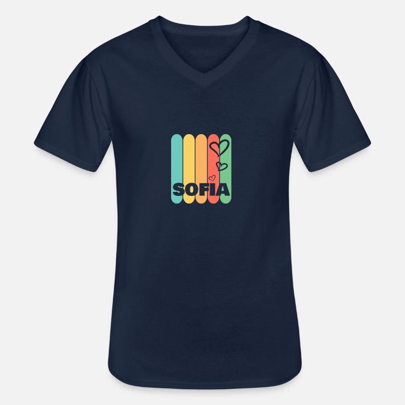 Herzen Sofia - Männer-T-Shirt mit V-Ausschnitt - Navy