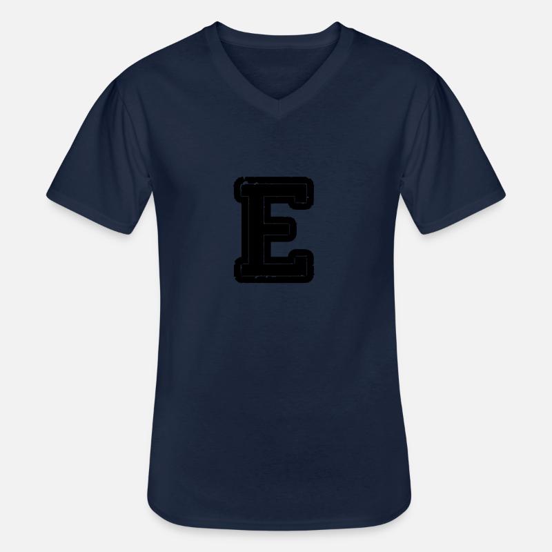 buchstabe E - Männer-T-Shirt mit V-Ausschnitt - Navy