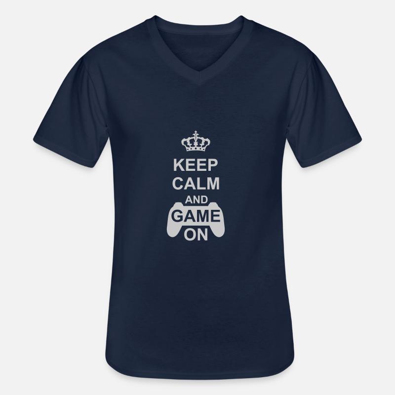 Keep Calm Game On - Männer-T-Shirt mit V-Ausschnitt - Navy