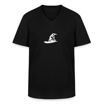 Chapeau parlant - T-shirt col V Homme - noir - Devant - AI Model Male 178 dark (178cm)