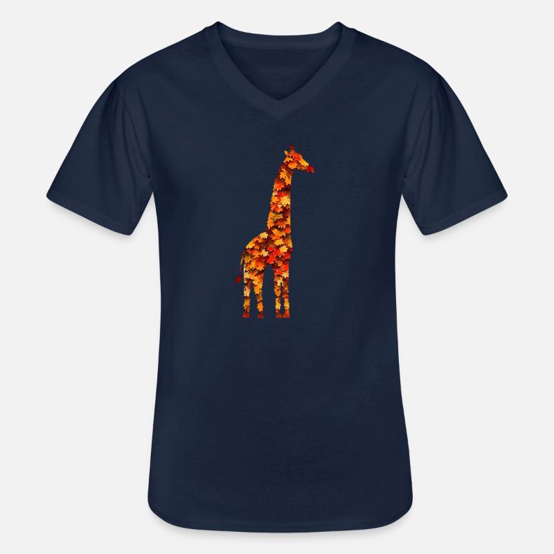 Herbstgiraffe - Männer-T-Shirt mit V-Ausschnitt - Navy