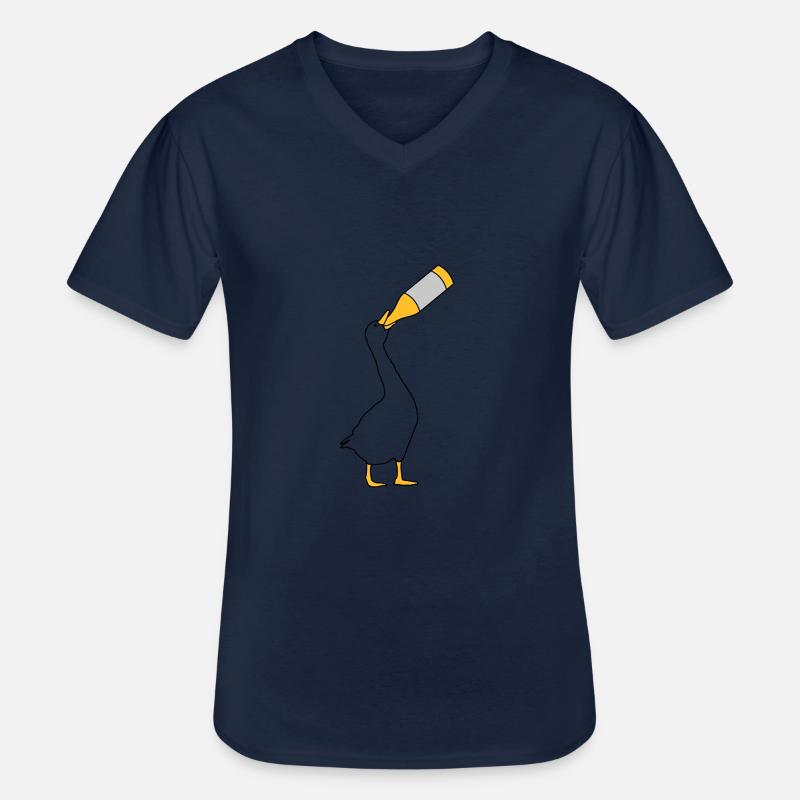 Bier saufende Gans - Männer-T-Shirt mit V-Ausschnitt - Navy