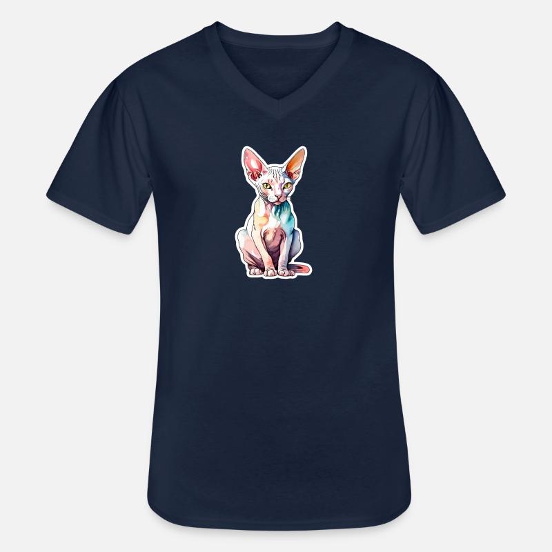 Sphynx Katze Wasserfarben - Männer-T-Shirt mit V-Ausschnitt - Navy
