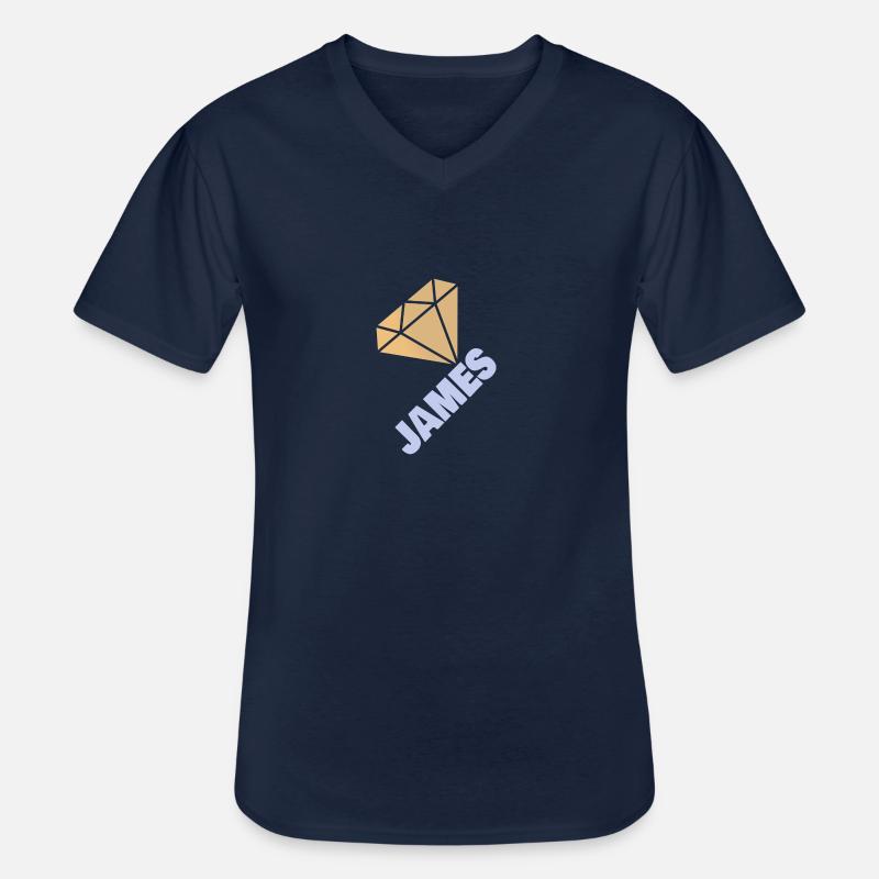James - Männer-T-Shirt mit V-Ausschnitt - Navy