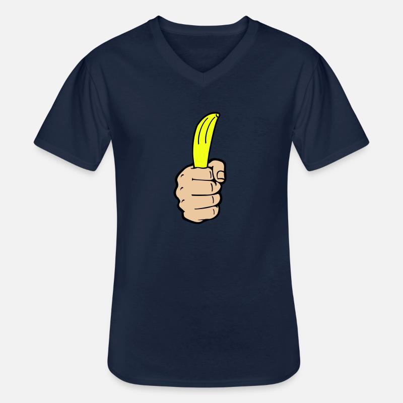 hand banane - Männer-T-Shirt mit V-Ausschnitt - Navy