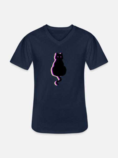 Leuchtkatze pink - Männer-T-Shirt mit V-Ausschnitt - Navy