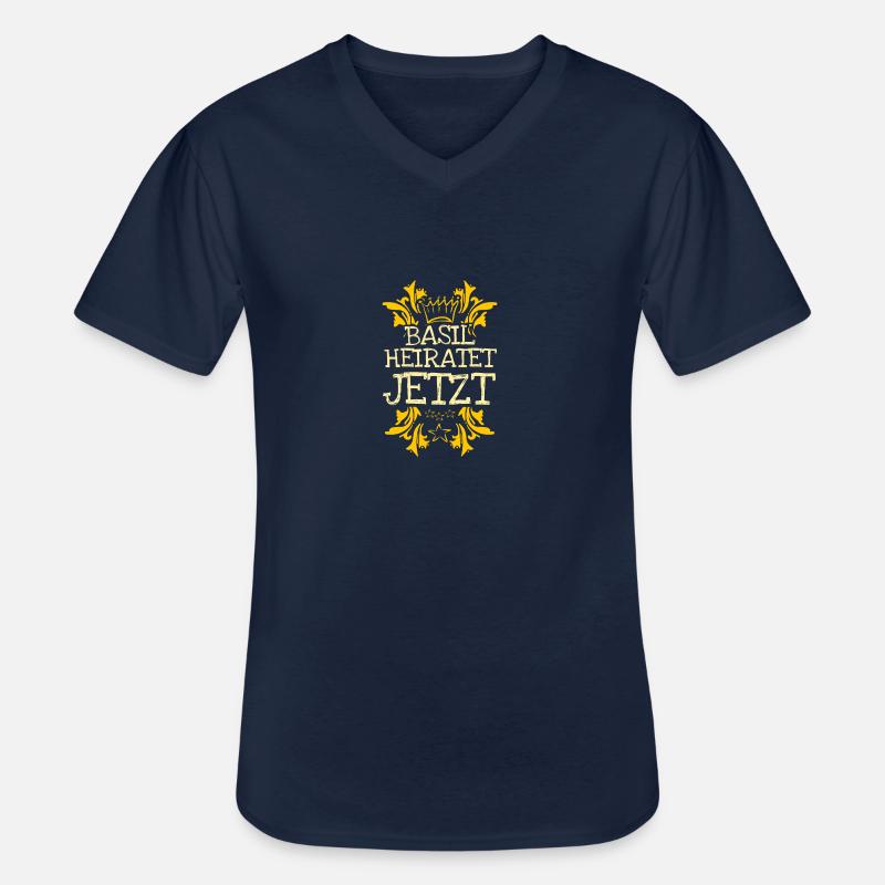 Bachelor Basil - Männer-T-Shirt mit V-Ausschnitt - Navy