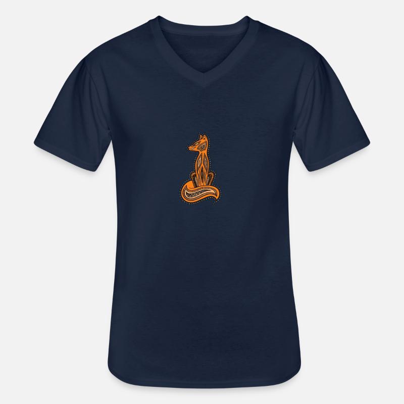 Mandala Fox colour - Männer-T-Shirt mit V-Ausschnitt - Navy