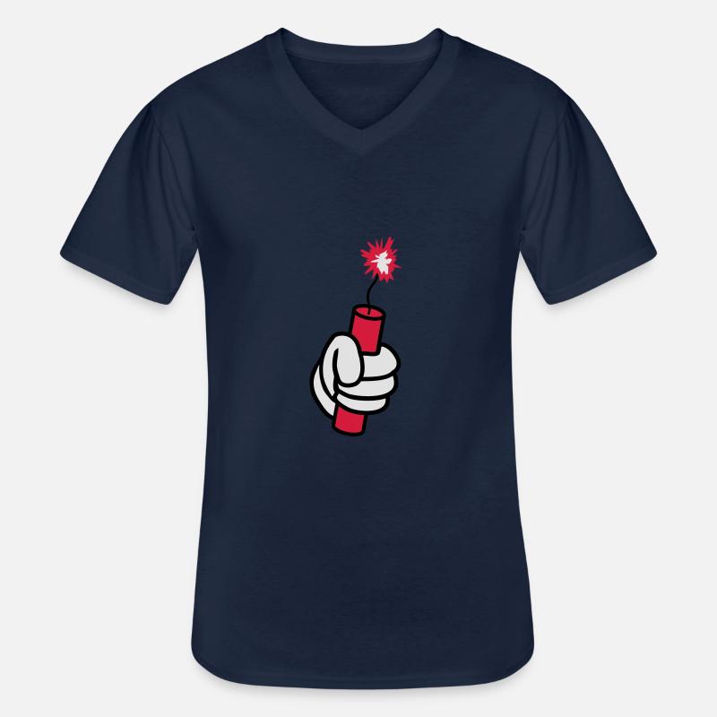 main tnt dynamite exploser ex - T-shirt col V Homme - marine