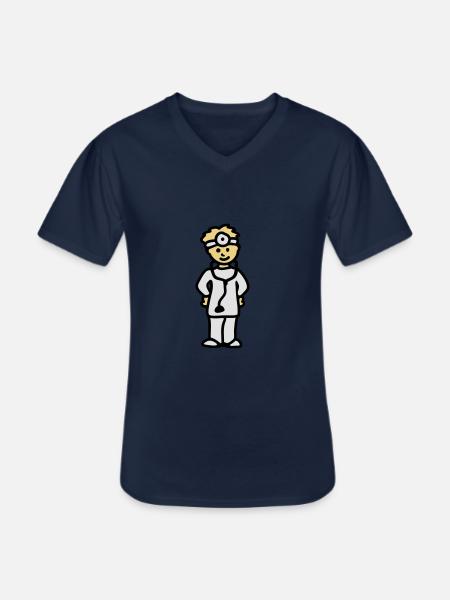Læge: 3 - Klassisk herre T-shirt med V-udskæring - marineblå