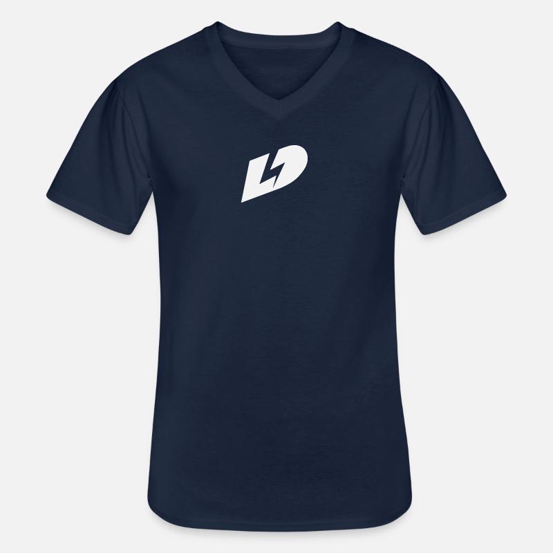 Lucys Darling LD FLASH Logoprint - Männer-T-Shirt mit V-Ausschnitt - Navy