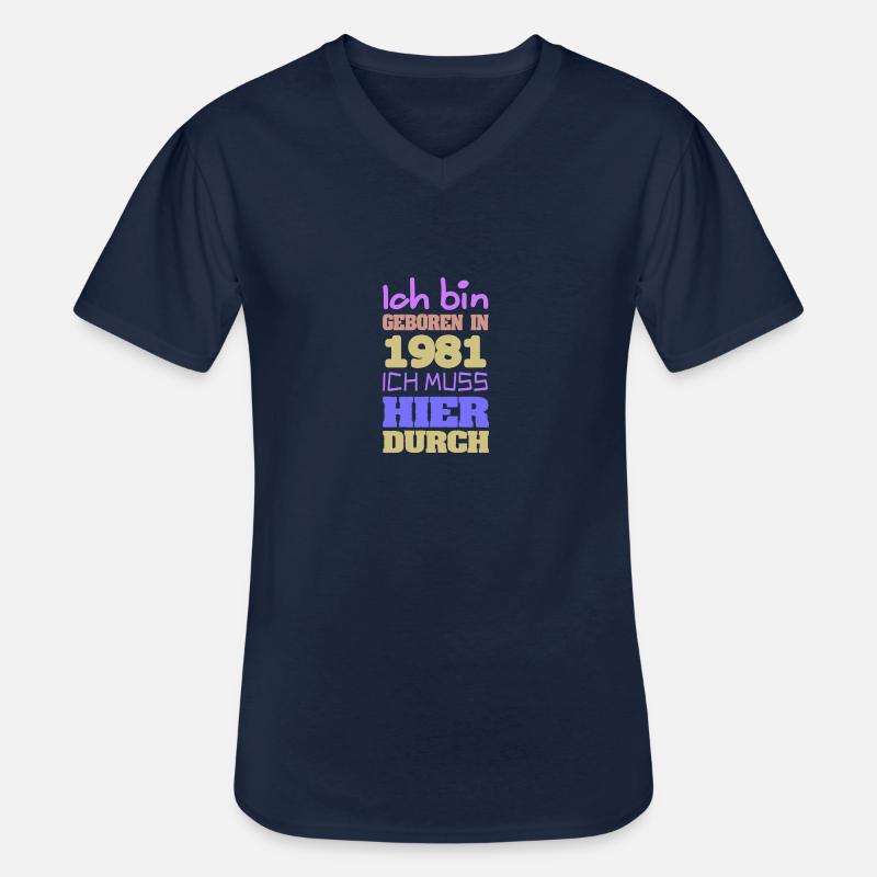 1981 - Männer-T-Shirt mit V-Ausschnitt - Navy