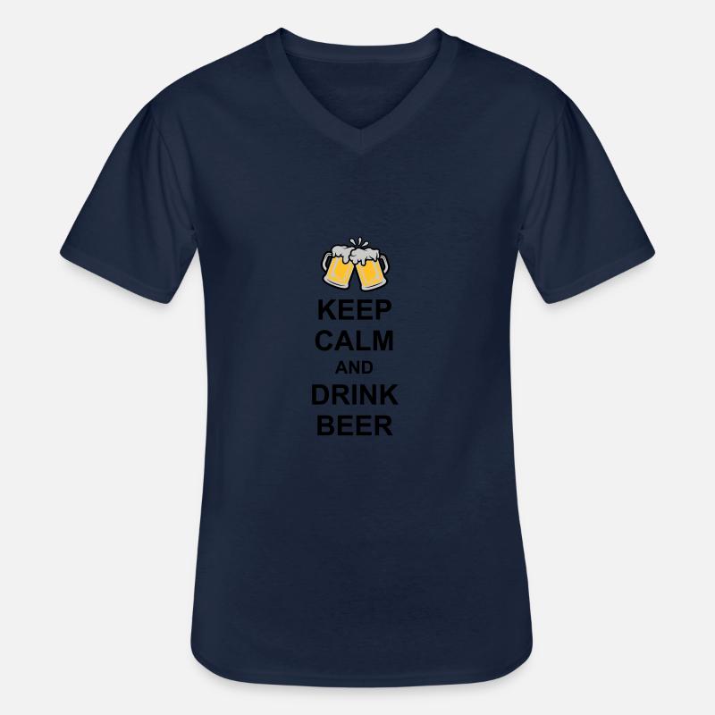 Keep Calm Drink Beer - Men's V-Neck T-Shirt - navy