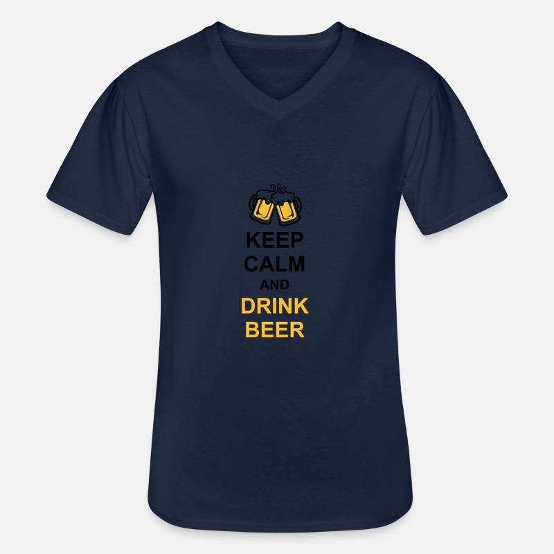 Drink Beer Keep Calm - Männer-T-Shirt mit V-Ausschnitt - Navy