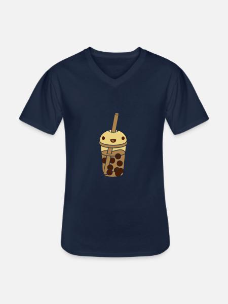 Anime Face Bubble Tea - Men's V-Neck T-Shirt - navy
