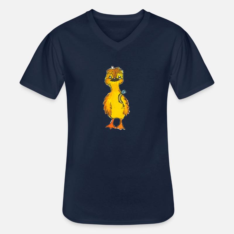 Entchen Malte mit Ring - Männer-T-Shirt mit V-Ausschnitt - Navy