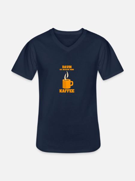 Kaffee Davin - Männer-T-Shirt mit V-Ausschnitt - Navy