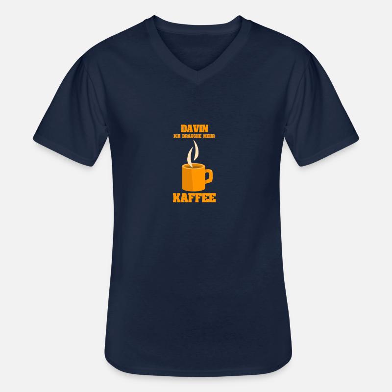 Kaffee Davin - Männer-T-Shirt mit V-Ausschnitt - Navy