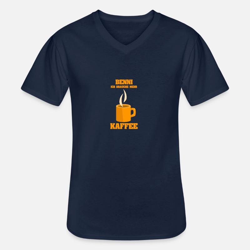 Cafe Benni - Männer-T-Shirt mit V-Ausschnitt - Navy