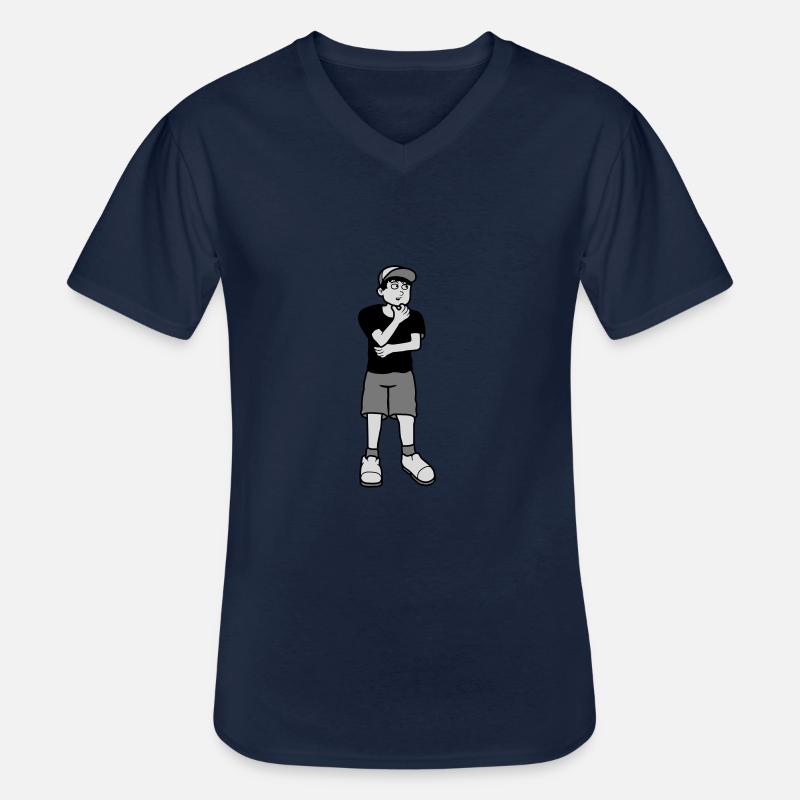 Junge überlegt Pose - Männer-T-Shirt mit V-Ausschnitt - Navy