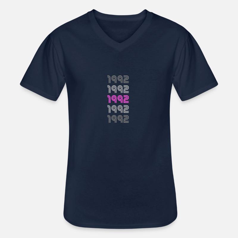 1992 - Männer-T-Shirt mit V-Ausschnitt - Navy
