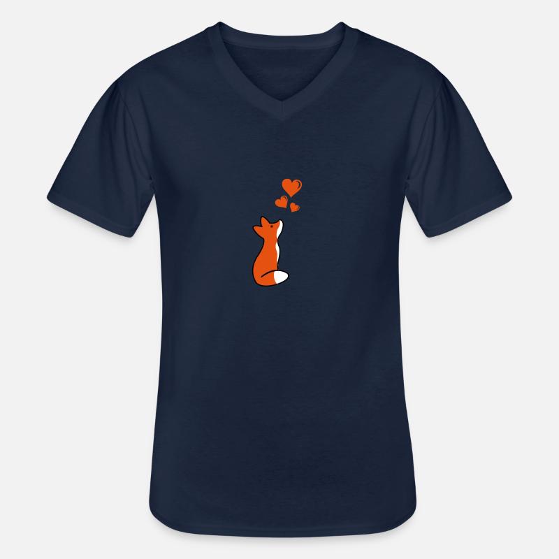 fox love - Männer-T-Shirt mit V-Ausschnitt - Navy