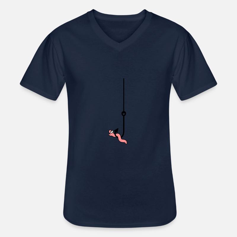 Worm On The Hook - Männer-T-Shirt mit V-Ausschnitt - Navy