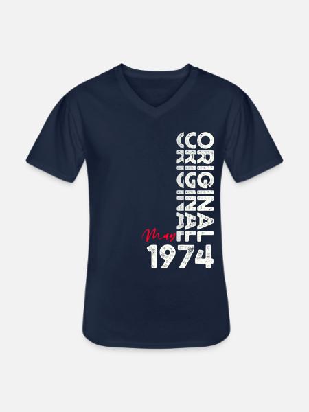 50-års fødselsdag Mand Original maj Vintage 1974 - Klassisk herre T-shirt med V-udskæring - marineblå