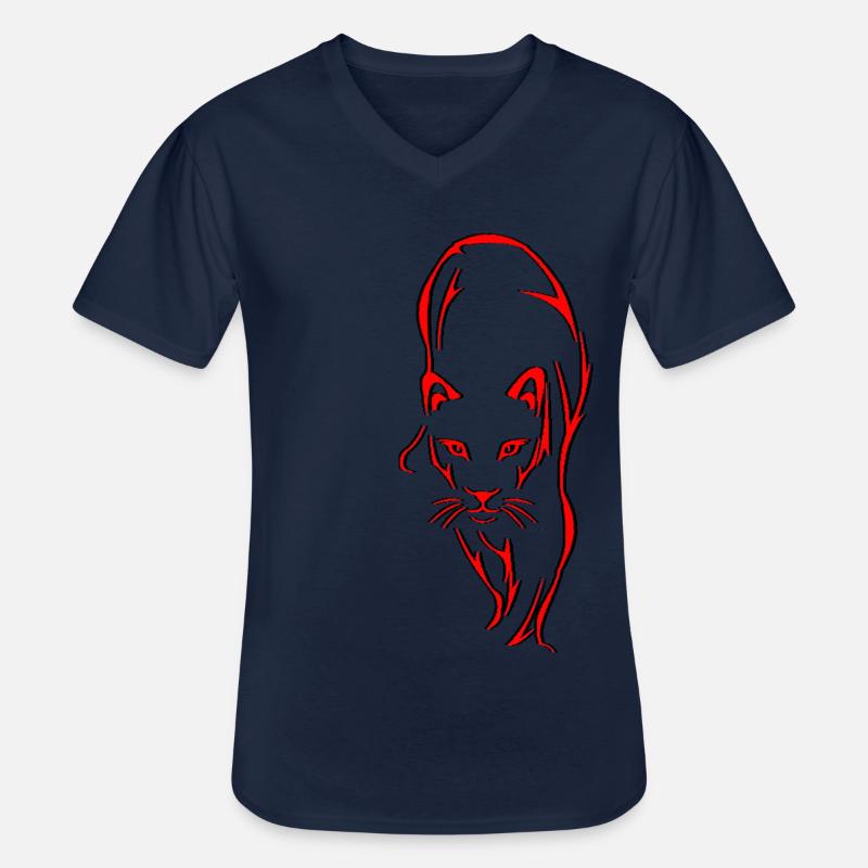 Raubkatze - Männer-T-Shirt mit V-Ausschnitt - Navy