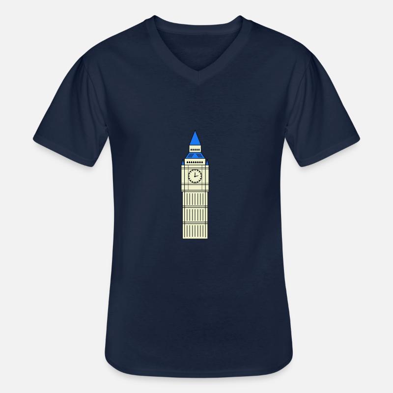 big ben design - Männer-T-Shirt mit V-Ausschnitt - Navy
