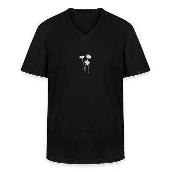Flowers Flower Blue - Men's V-Neck T-Shirt - black - Front - AI Model Male 178 dark (178cm)