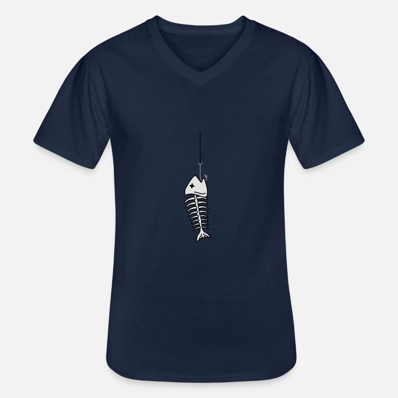 Fishbone On The Hook - Männer-T-Shirt mit V-Ausschnitt - Navy