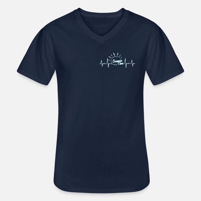Sommer - Männer-T-Shirt mit V-Ausschnitt - Navy