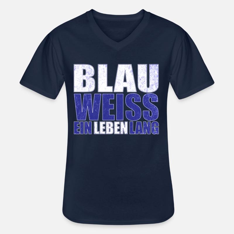 Blau Weiss ein Leben Lang - Männer-T-Shirt mit V-Ausschnitt - Navy