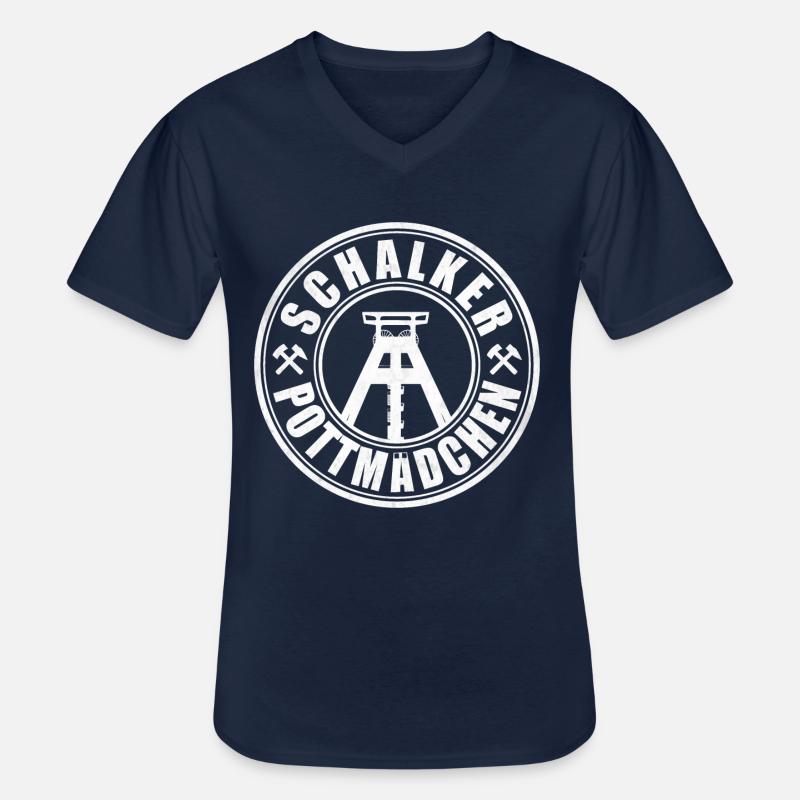 Schalker Pottmädchen | Ruhrpott Mädchen - Männer-T-Shirt mit V-Ausschnitt - Navy