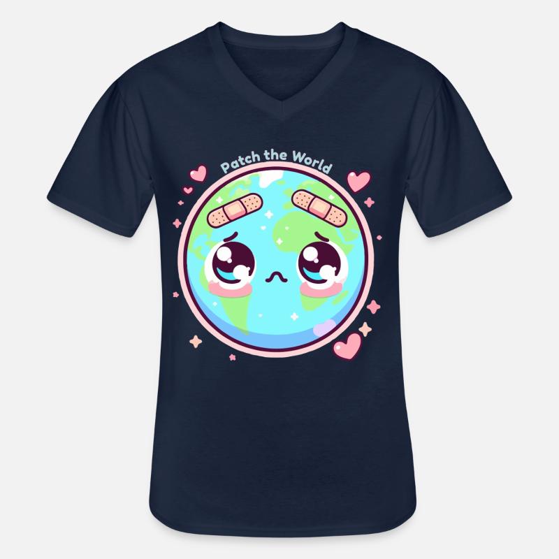 Patch die Welt - Männer-T-Shirt mit V-Ausschnitt - Navy