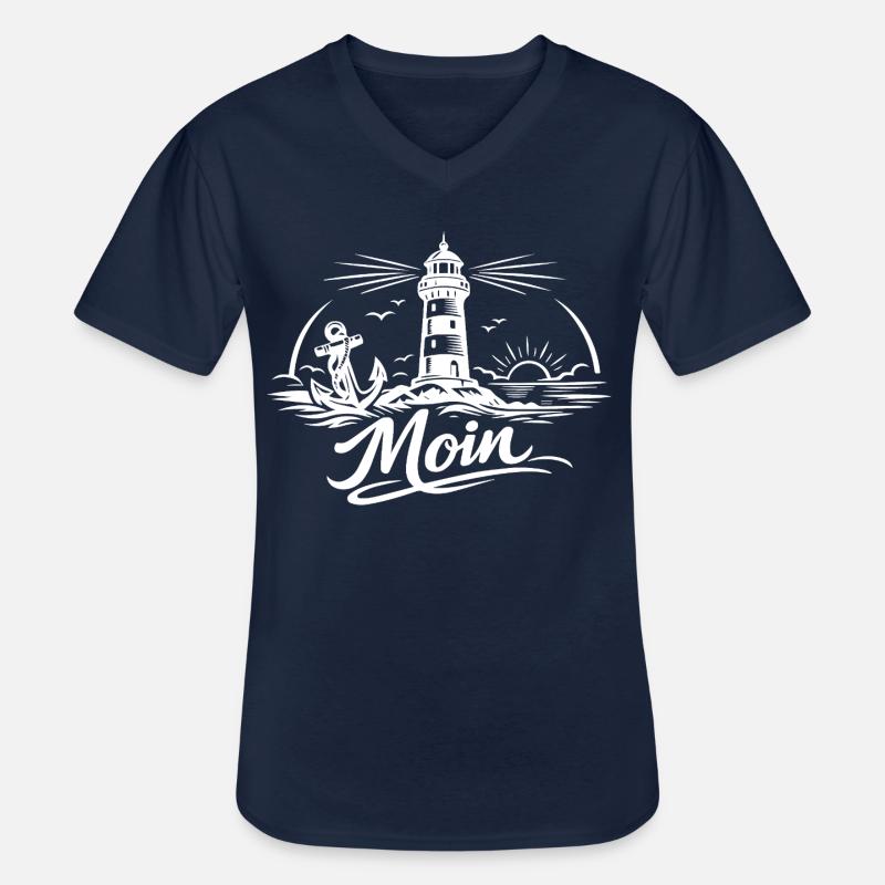 Moin - Männer-T-Shirt mit V-Ausschnitt - Navy