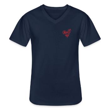 Heart - trust no one - Men's V-Neck T-Shirt - navy - Front - AI Model Male 178 dark (178cm)