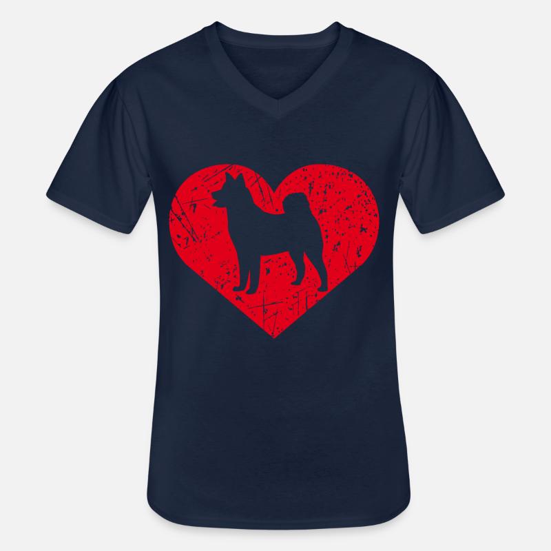 Husky Herz - Männer-T-Shirt mit V-Ausschnitt - Navy