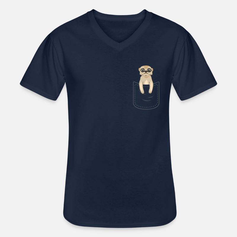 Brusttasche Erdmännchen - Männer-T-Shirt mit V-Ausschnitt - Navy