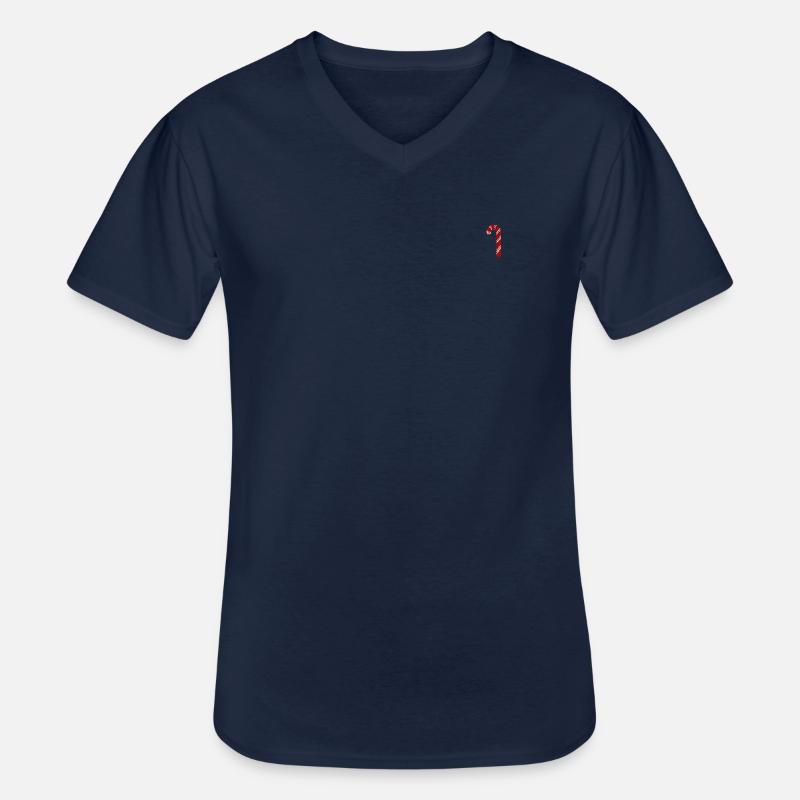 Weihnachten - Zuckerstange - Weihnachtspullover - Männer-T-Shirt mit V-Ausschnitt - Navy
