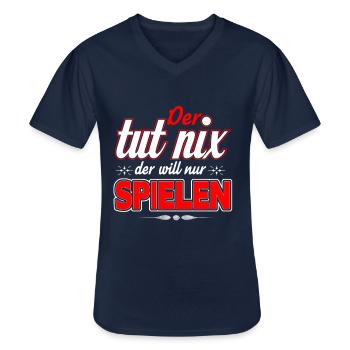 Der tut nix - der will nur Spielen - Hundebesitzer - Männer-T-Shirt mit V-Ausschnitt - Navy - Vorne - AI Model Male 178 dark (178cm)